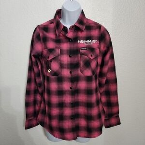 Dixxon The Survivor Pink Plaid Shirt Women's Size Small Limited Edition